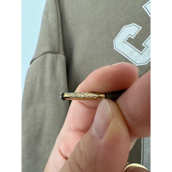 Celine Women's Cropped Hoodie Logo Spellout Autumn/Winter Collection Green Small - Picture 4 of 11